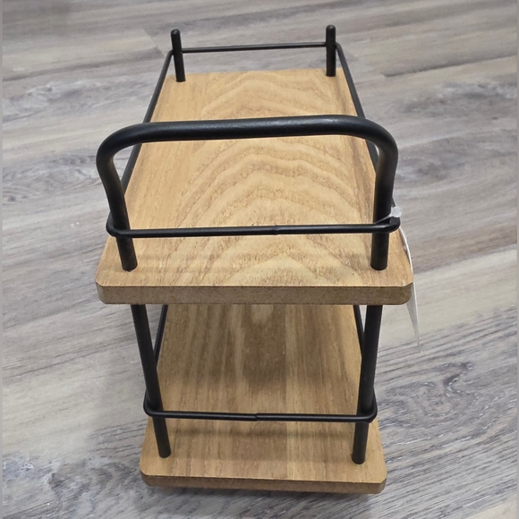 Mini Coffee Bar Cart Two-Tier Wood & Metal Countertop Organizer - New with Tag - Picture 7 of 8